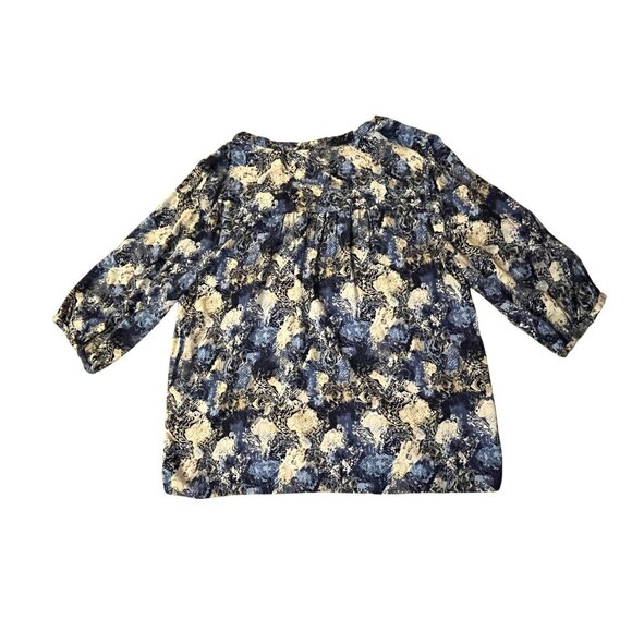 CJ Banks Blouse Womens 1X Blue Beige Cream Rayon 3/4 Sleeve Used - Picture 4 of 16